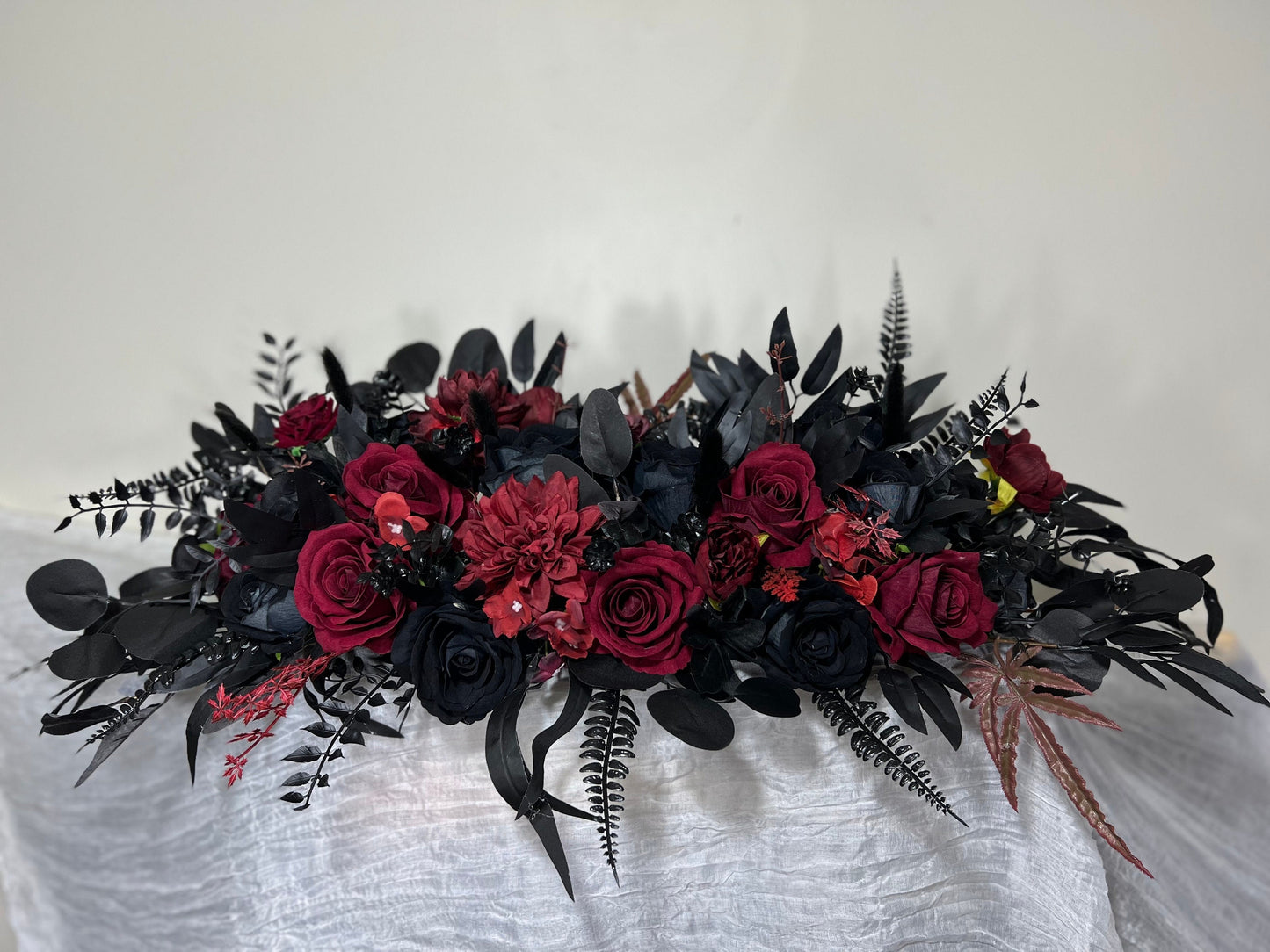 Wedding Sweetheart Table Black Centerpiece Burgundy Fireplace Mantle Black Gothic Home Decor Halloween Arch Arrangement Arbor