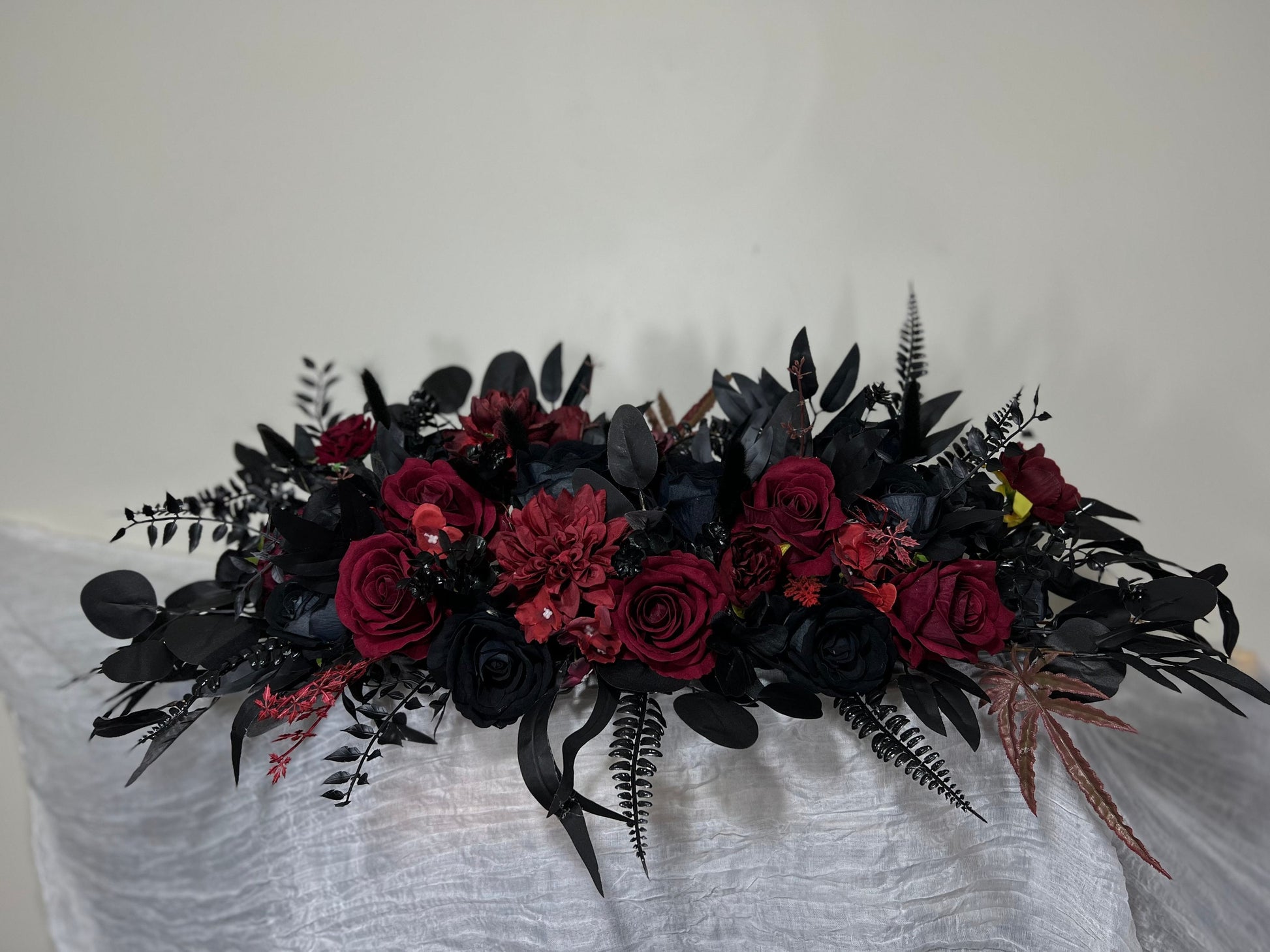 Wedding Sweetheart Table Black Centerpiece Burgundy Fireplace Mantle Black Gothic Home Decor Halloween Arch Arrangement Arbor