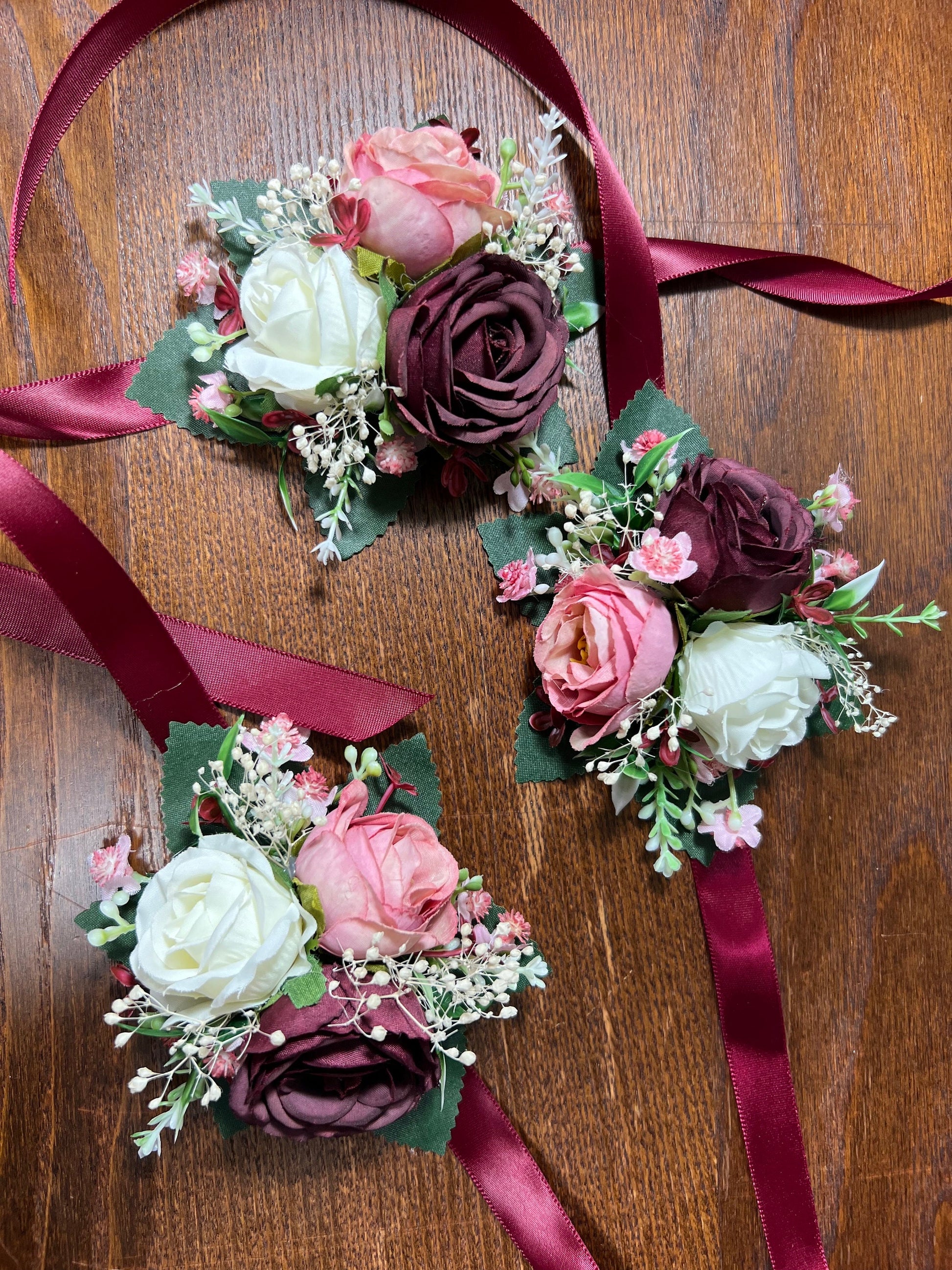 Wedding Corsage Burgundy Dusty Rose Wedding Wrist White Corsage Bridesmaids Decor Corsage Bridal Ivory Accessories Artificial Flowers Reddit