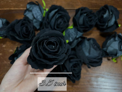 Black Artificial Flowers Head Rose Black High Quality Wedding Fake Roses Home Decor Silk Bridal Accessories Decorative DIY Supplies