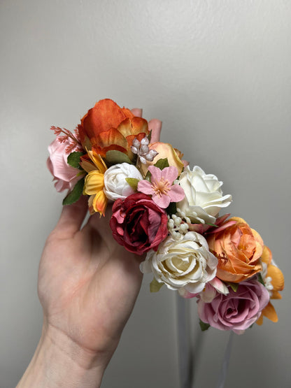 Wedding Flower Crown White Terracotta Rust Wedding Bridal Floral Headband Dusty Rose Adult Decor Wreath Bridal Crown Children Ivory Hair