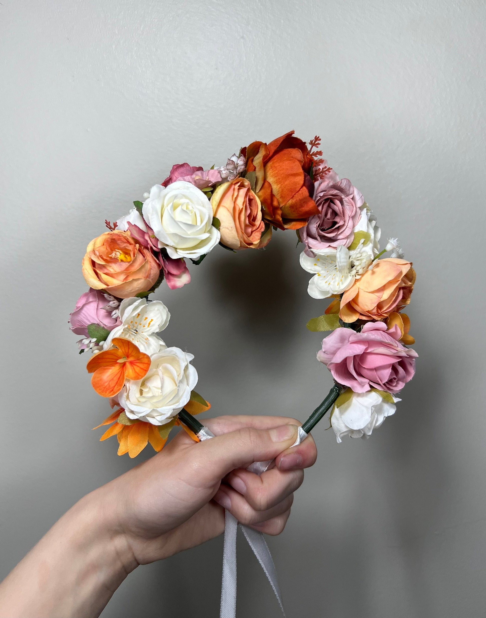 Wedding Flower Crown White Terracotta Rust Wedding Bridal Floral Headband Dusty Rose Adult Decor Wreath Bridal Crown Children Ivory Hair