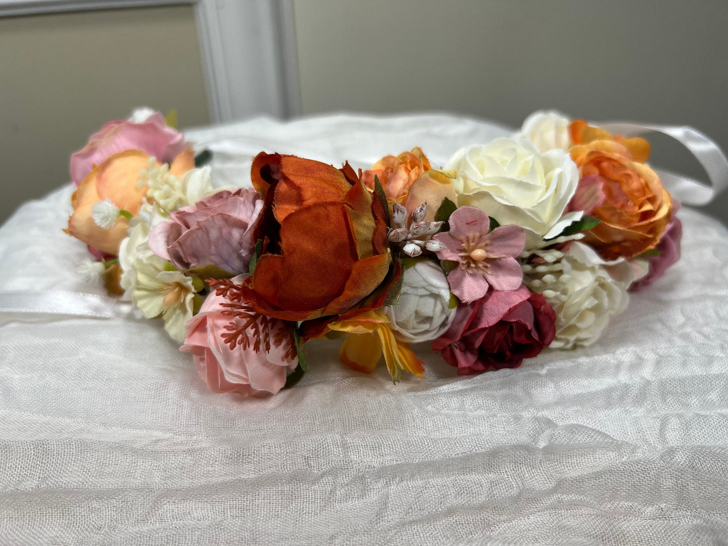 Wedding Flower Crown White Terracotta Rust Wedding Bridal Floral Headband Dusty Rose Adult Decor Wreath Bridal Crown Children Ivory Hair