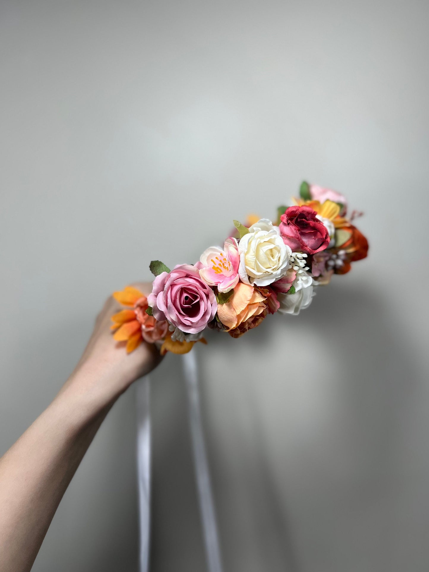 Wedding Flower Crown White Terracotta Rust Wedding Bridal Floral Headband Dusty Rose Adult Decor Wreath Bridal Crown Children Ivory Hair