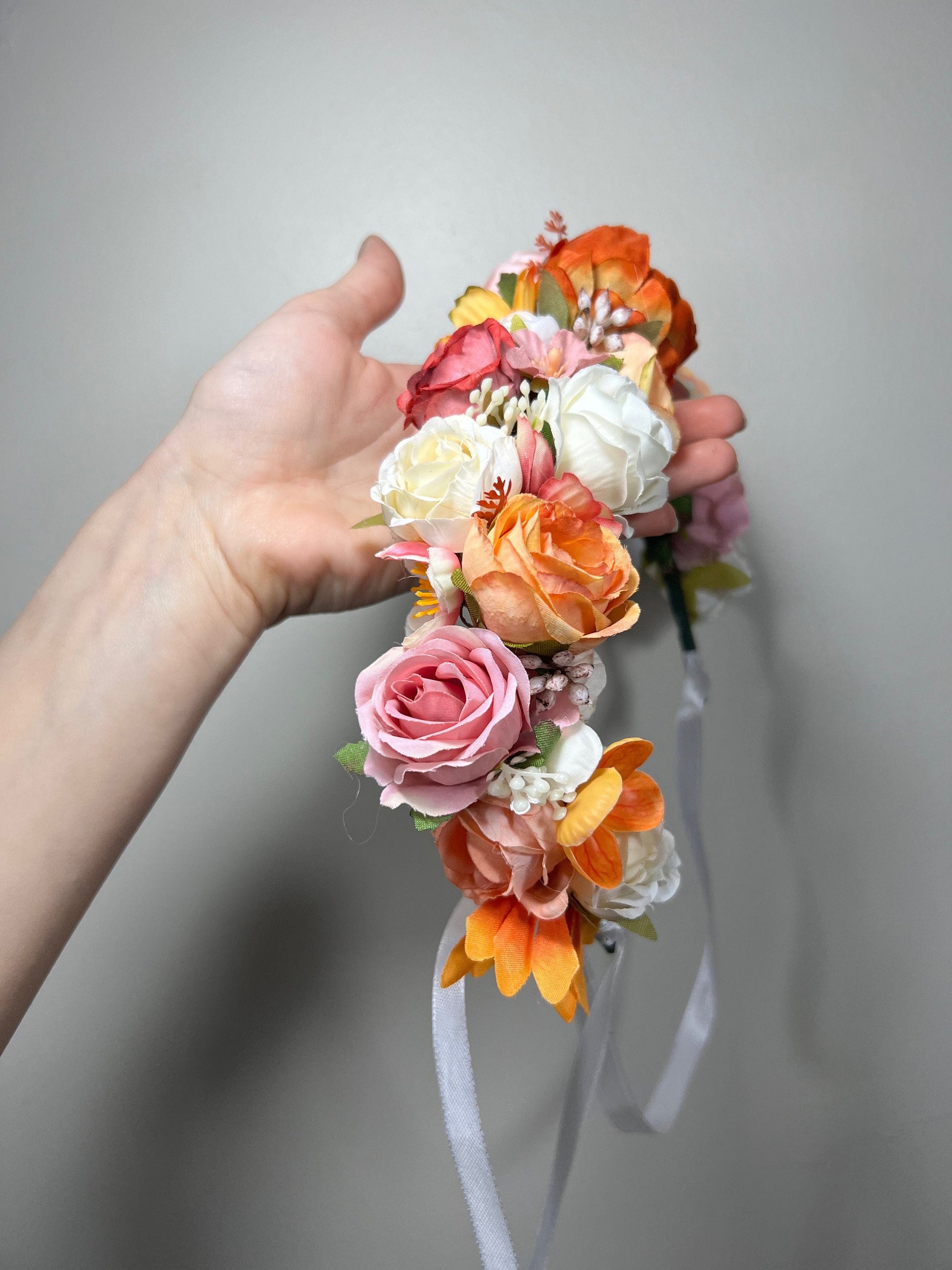 Wedding Flower Crown White Terracotta Rust Wedding Bridal Floral Headband Dusty Rose Adult Decor Wreath Bridal Crown Children Ivory Hair