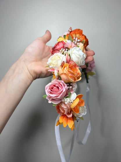 Wedding Flower Crown White Terracotta Rust Wedding Bridal Floral Headband Dusty Rose Adult Decor Wreath Bridal Crown Children Ivory Hair