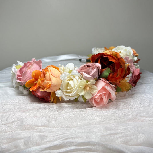 Wedding Flower Crown White Terracotta Rust Wedding Bridal Floral Headband Dusty Rose Adult Decor Wreath Bridal Crown Children Ivory Hair