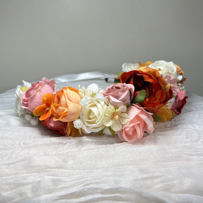 Wedding Flower Crown White Terracotta Rust Wedding Bridal Floral Headband Dusty Rose Adult Decor Wreath Bridal Crown Children Ivory Hair