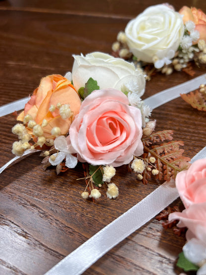 Wedding Corsage White Terracotta Pink Wedding Wrist White Corsage Bridesmaids Decor Corsage Bridal Ivory Accessories Artificial Flowers