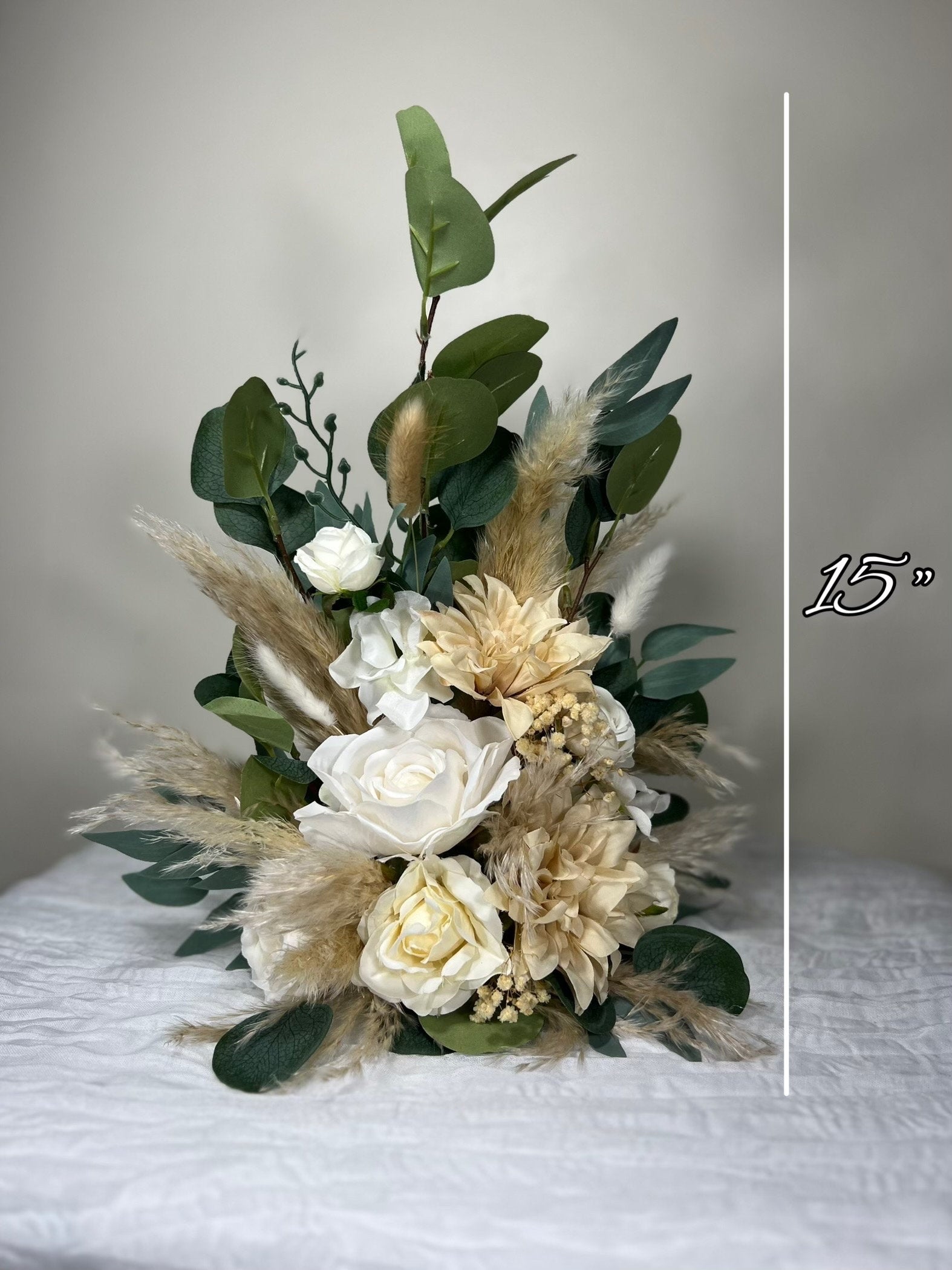 Wedding Bouquet Ivory Bridal Cream Bouquet Champagne Classic Sage Eucalyptus Greenery Bridesmaids Bouquet White Artificial Flowers