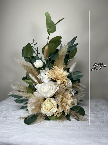Wedding Bouquet Ivory Bridal Cream Bouquet Champagne Classic Sage Eucalyptus Greenery Bridesmaids Bouquet White Artificial Flowers
