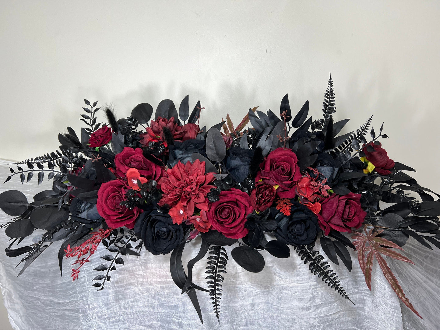 Wedding Sweetheart Table Black Centerpiece Burgundy Fireplace Mantle Black Gothic Home Decor Halloween Arch Arrangement Arbor