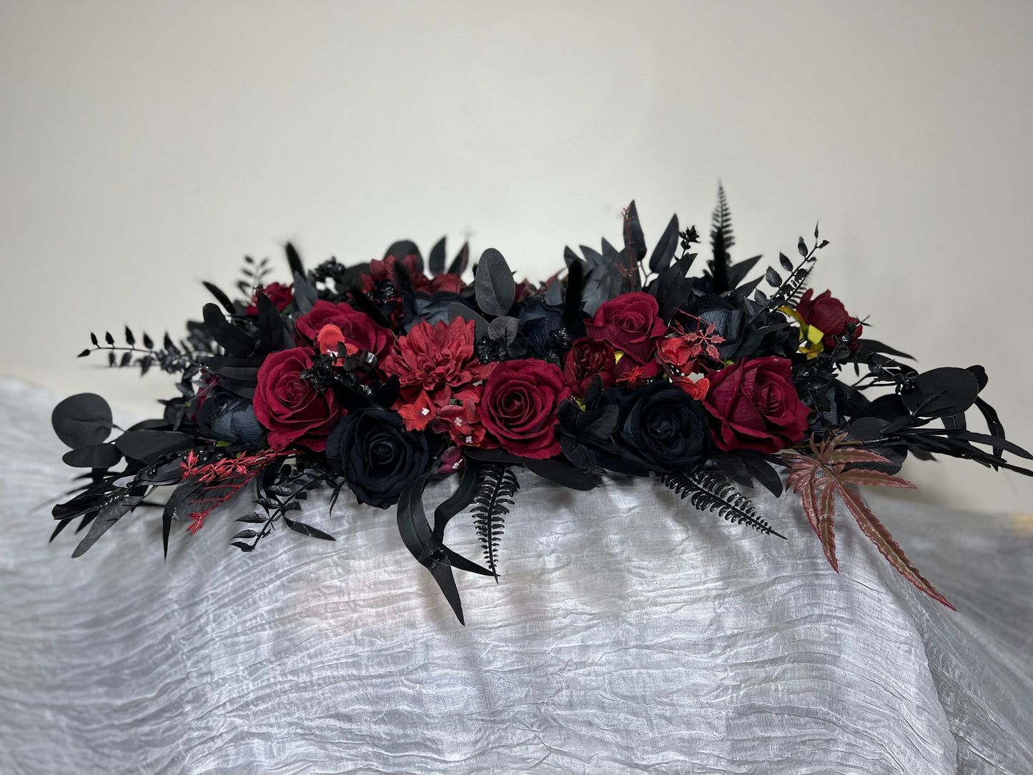 Wedding Sweetheart Table Black Centerpiece Burgundy Fireplace Mantle Black Gothic Home Decor Halloween Arch Arrangement Arbor