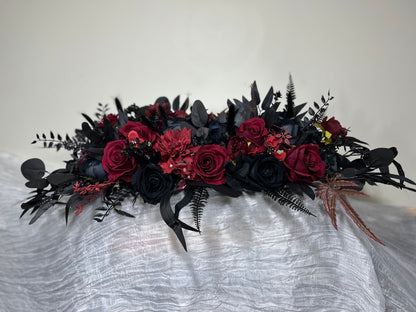 Wedding Sweetheart Table Black Centerpiece Burgundy Fireplace Mantle Black Gothic Home Decor Halloween Arch Arrangement Arbor