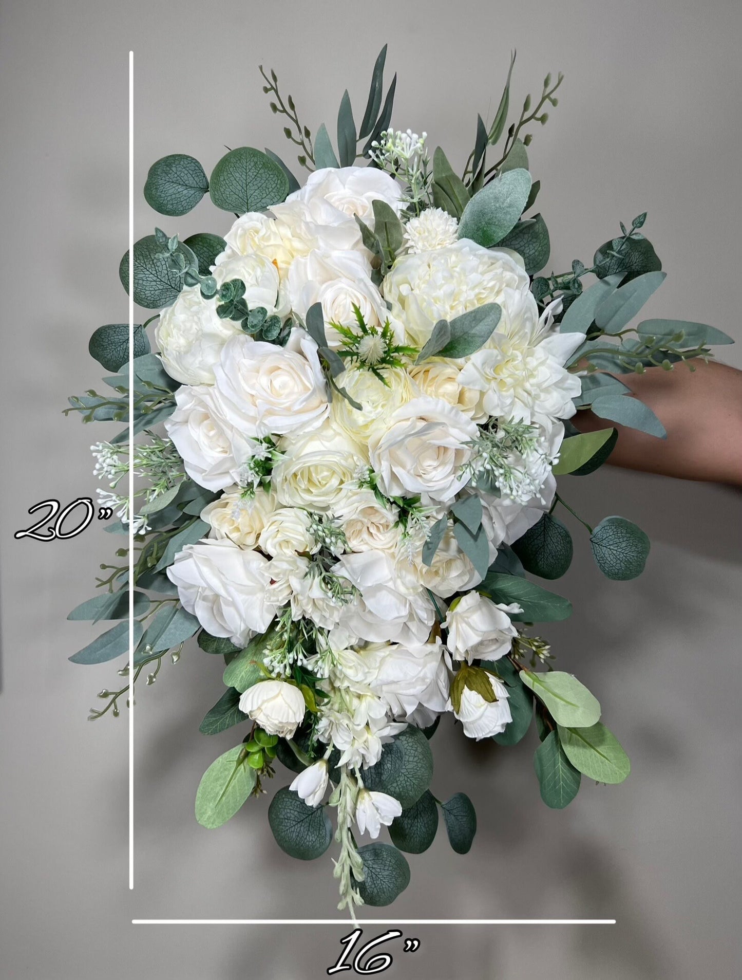 White Bouquet Wedding Bridal Bouquet White Bridesmaids Bouquet Ivory Sage Bouquet Ivory Decor Eucalyptus Greenery Artificial Flower