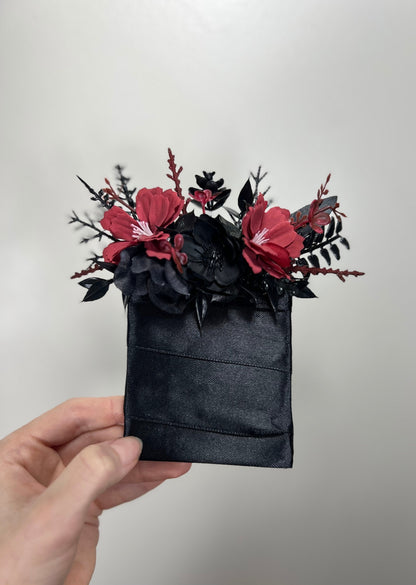 Black Pocket Boutonniere Wedding Groom Boutonnière Square Burgundy Groomsmen Halloween Dusty Rose Burgundy Black Gothic Artificial Flowers