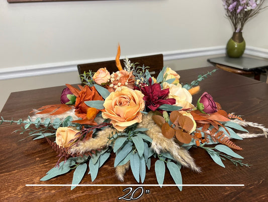 Wedding Centerpiece Terracotta Boho Table Decor Sweetheart Burnt Orange Burgundy Table Centerpiece Pampas Grass Artificial Flower