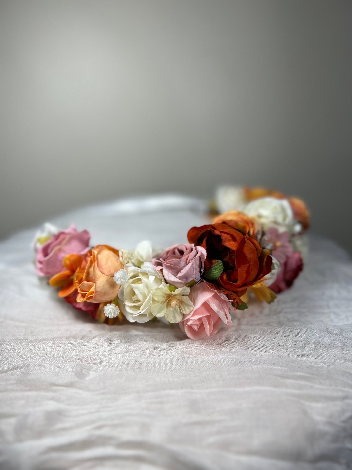 Wedding Flower Crown White Terracotta Rust Wedding Bridal Floral Headband Dusty Rose Adult Decor Wreath Bridal Crown Children Ivory Hair