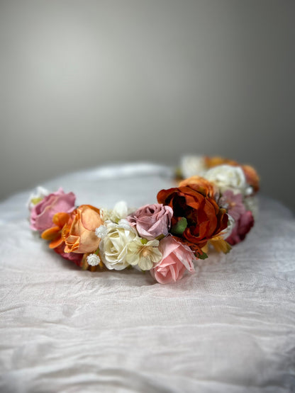 Wedding Flower Crown White Terracotta Rust Wedding Bridal Floral Headband Dusty Rose Adult Decor Wreath Bridal Crown Children Ivory Hair