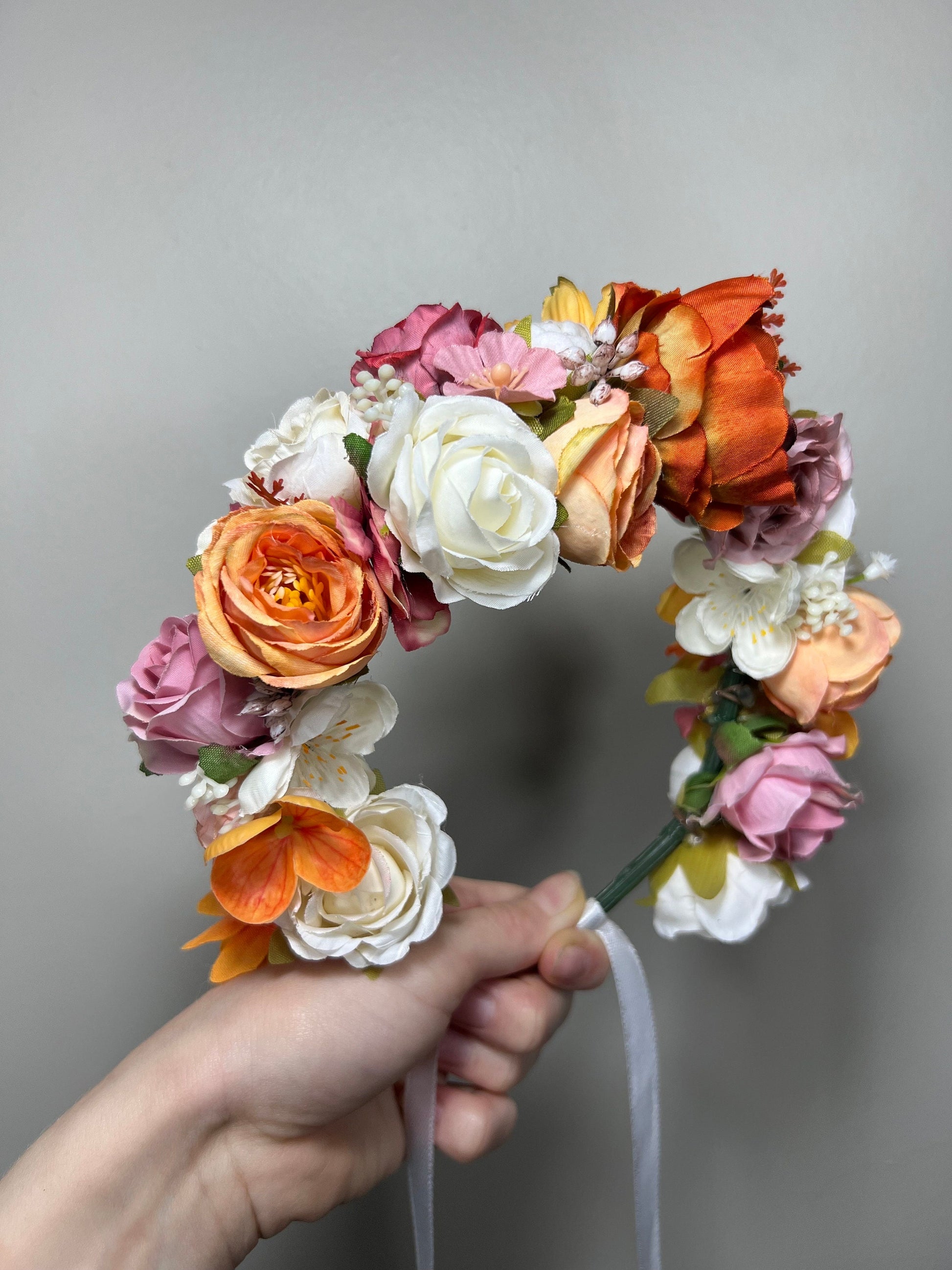 Wedding Flower Crown White Terracotta Rust Wedding Bridal Floral Headband Dusty Rose Adult Decor Wreath Bridal Crown Children Ivory Hair