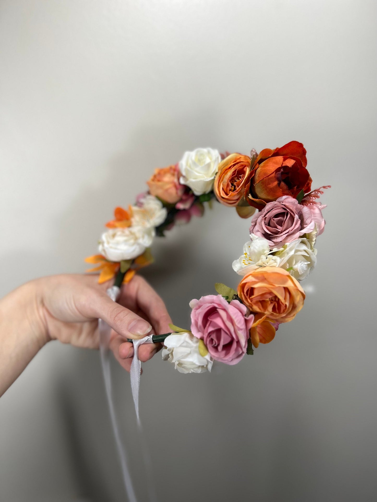 Wedding Flower Crown White Terracotta Rust Wedding Bridal Floral Headband Dusty Rose Adult Decor Wreath Bridal Crown Children Ivory Hair