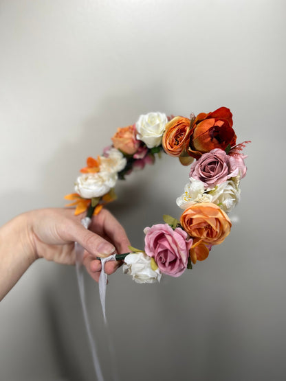 Wedding Flower Crown White Terracotta Rust Wedding Bridal Floral Headband Dusty Rose Adult Decor Wreath Bridal Crown Children Ivory Hair
