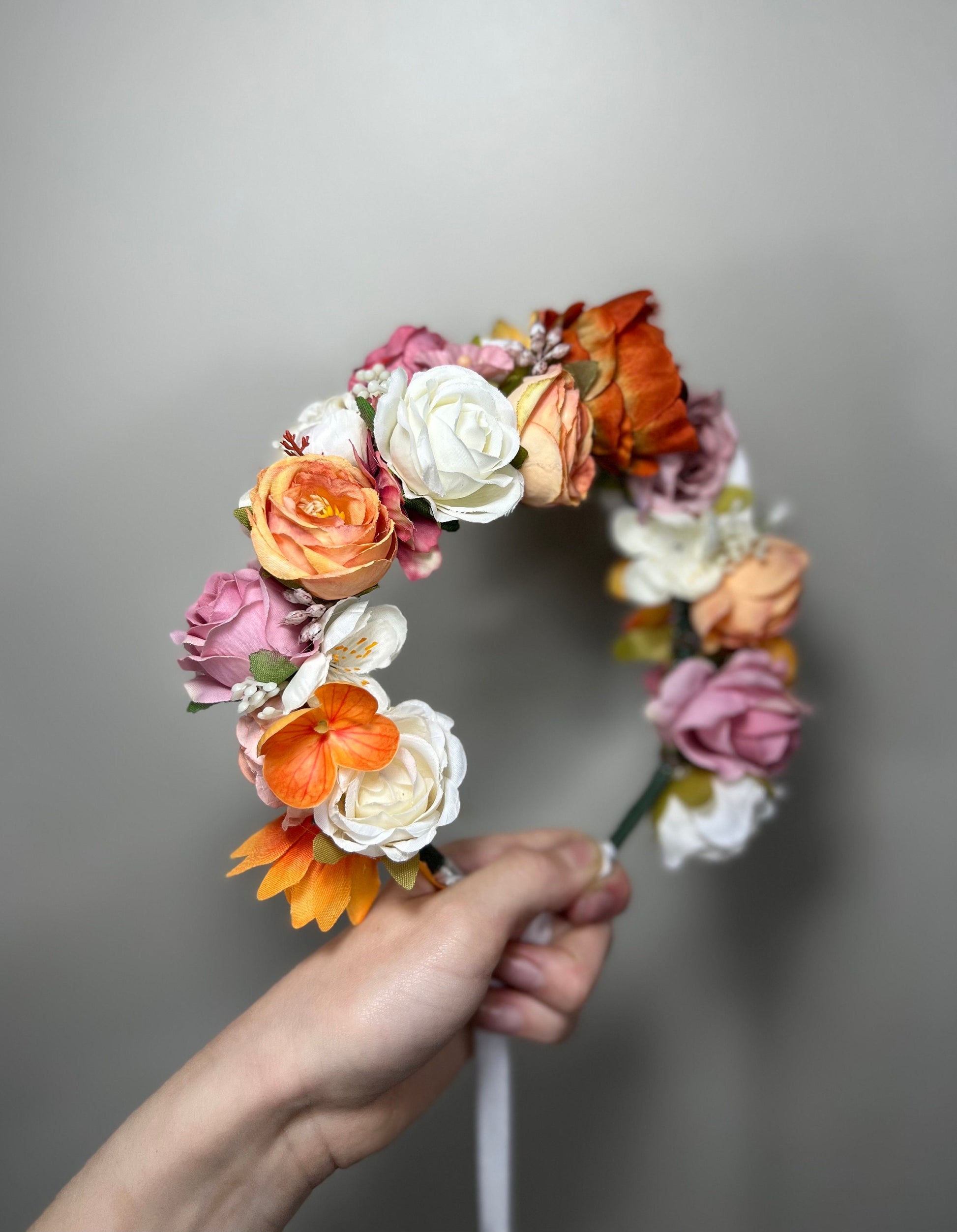 Wedding Flower Crown White Terracotta Rust Wedding Bridal Floral Headband Dusty Rose Adult Decor Wreath Bridal Crown Children Ivory Hair