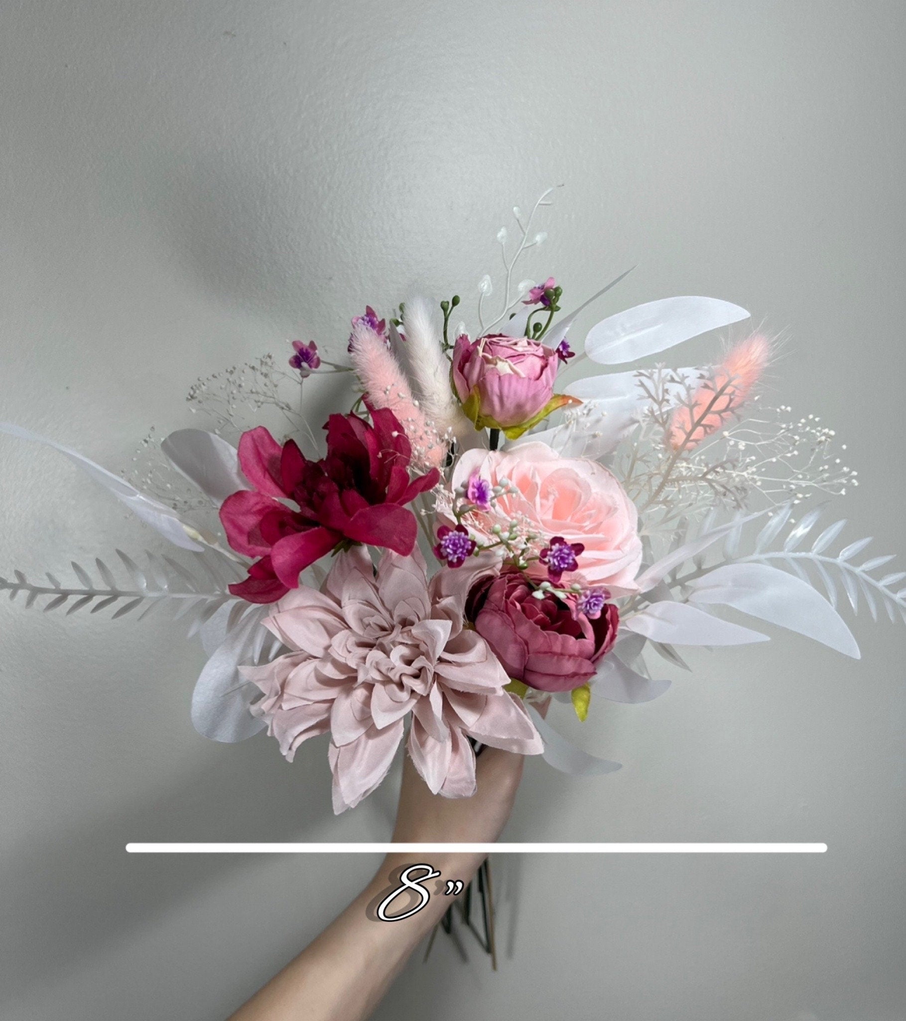 Wedding Centerpiece 3 Flowers Terracotta Boho Table Decor Burnt Orange Brown Cinnamon Small Centerpiece White Greenery Pampas Eucalyptus