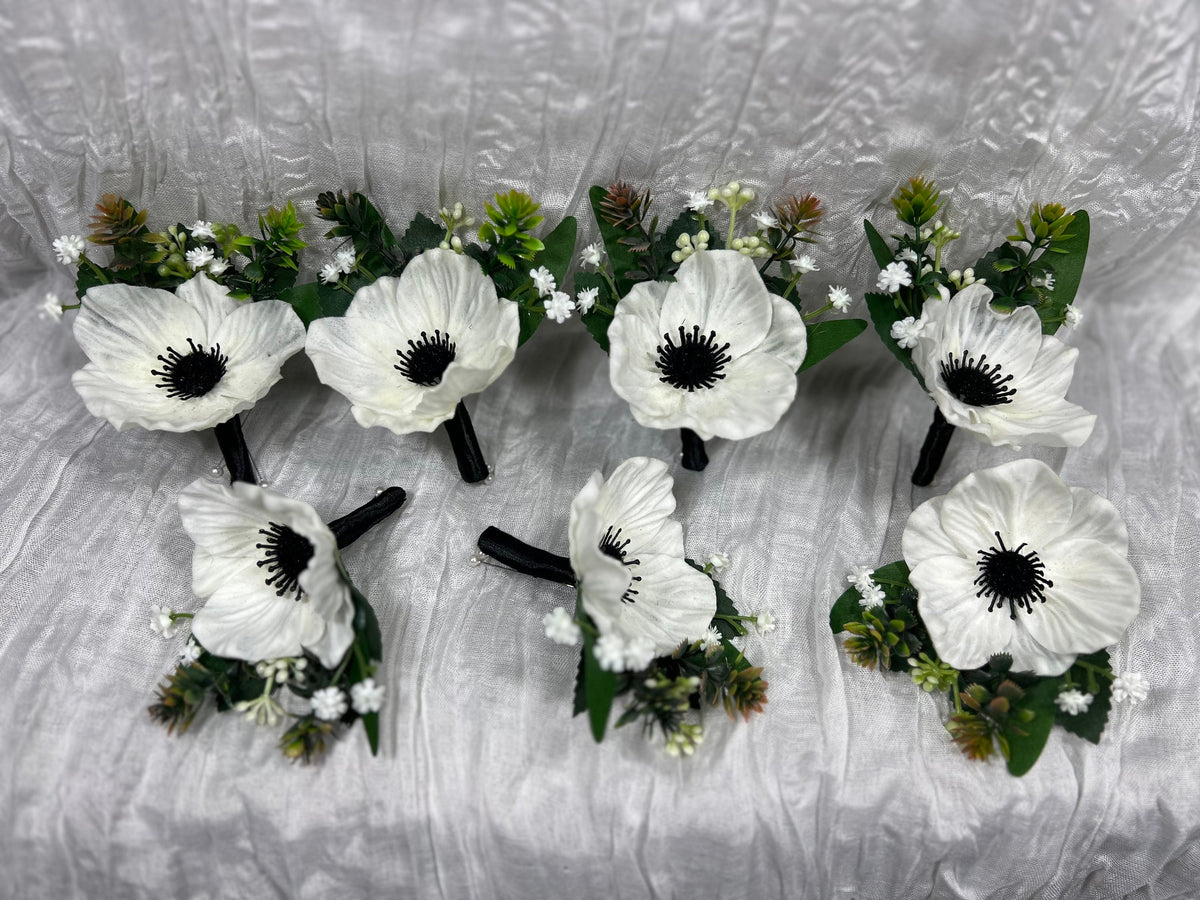 Wedding Anemone Boutonniere Groom Boho Anemone Boutonnières Groomsmen White Boutonnière Anemone Groom Ivory Artificial Flowers Reddit