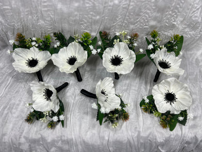 Wedding Anemone Boutonniere Groom Boho Anemone Boutonnières Groomsmen White Boutonnière Anemone Groom Ivory Artificial Flowers Reddit