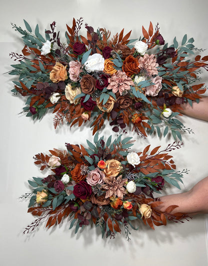 Burgundy Dusty Rose Terracotta Arch Arrangement Wedding Rust Fall Floral Arbor Flowers Swag Faux Burnt Orange Sage Green Eucalyptus Reddit