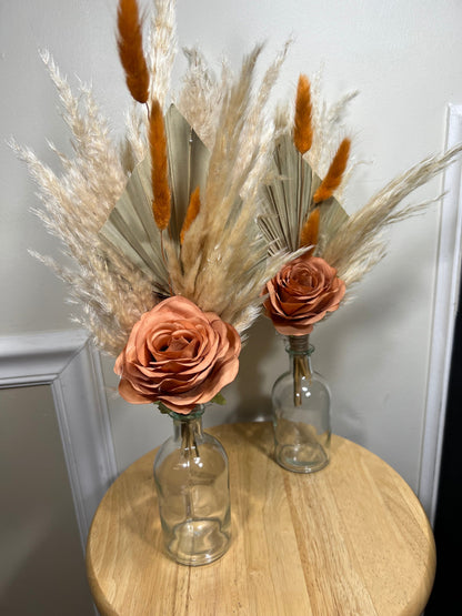 Wedding Centerpiece White Boho Table Décor Terracotta Anemone Burgundy Centerpiece Dusty Rose Navy Blue Palm Leaf Pampas Grass Handmade