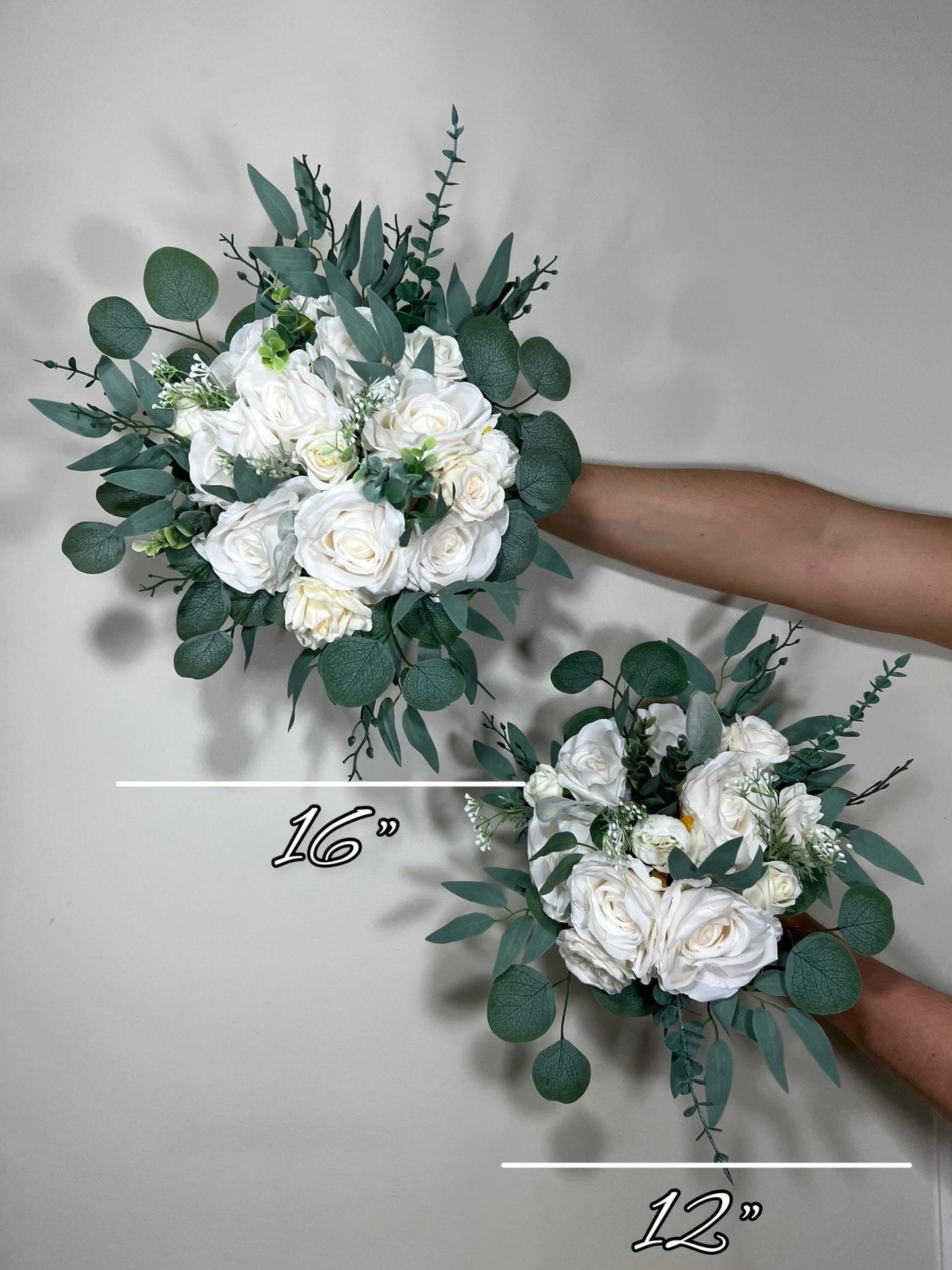 White Bouquet Wedding Bridal Bouquet White Bridesmaids Bouquet Ivory Sage Bouquet Ivory Decor Eucalyptus Greenery Artificial Flower