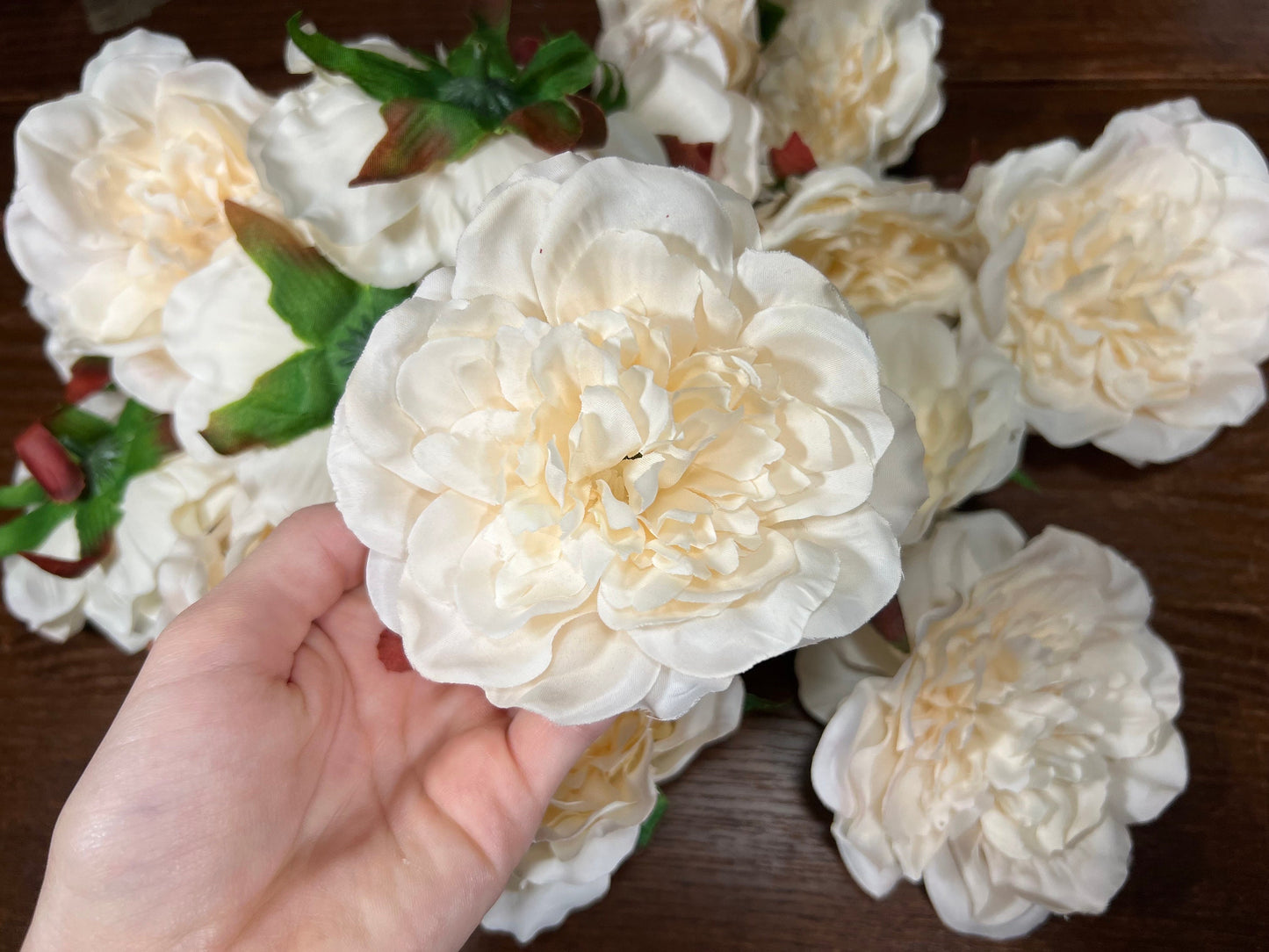 Ivory Artificial Flowers Head Peony Burgundy High Quality Wedding Fake Champagne Silk Bridal Clearance Accessories Home Decor