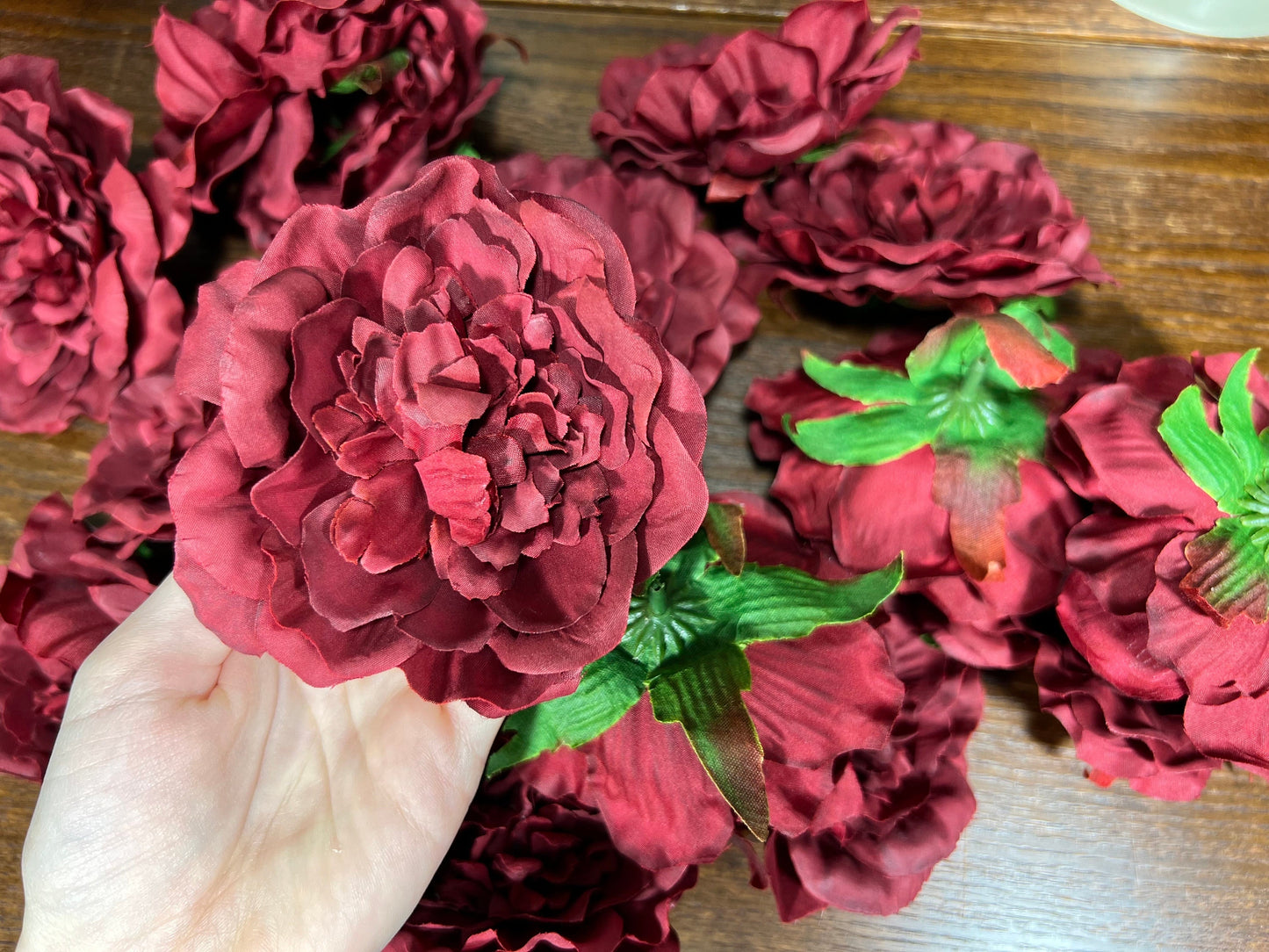 Ivory Artificial Flowers Head Peony Burgundy High Quality Wedding Fake Champagne Silk Bridal Clearance Accessories Home Decor