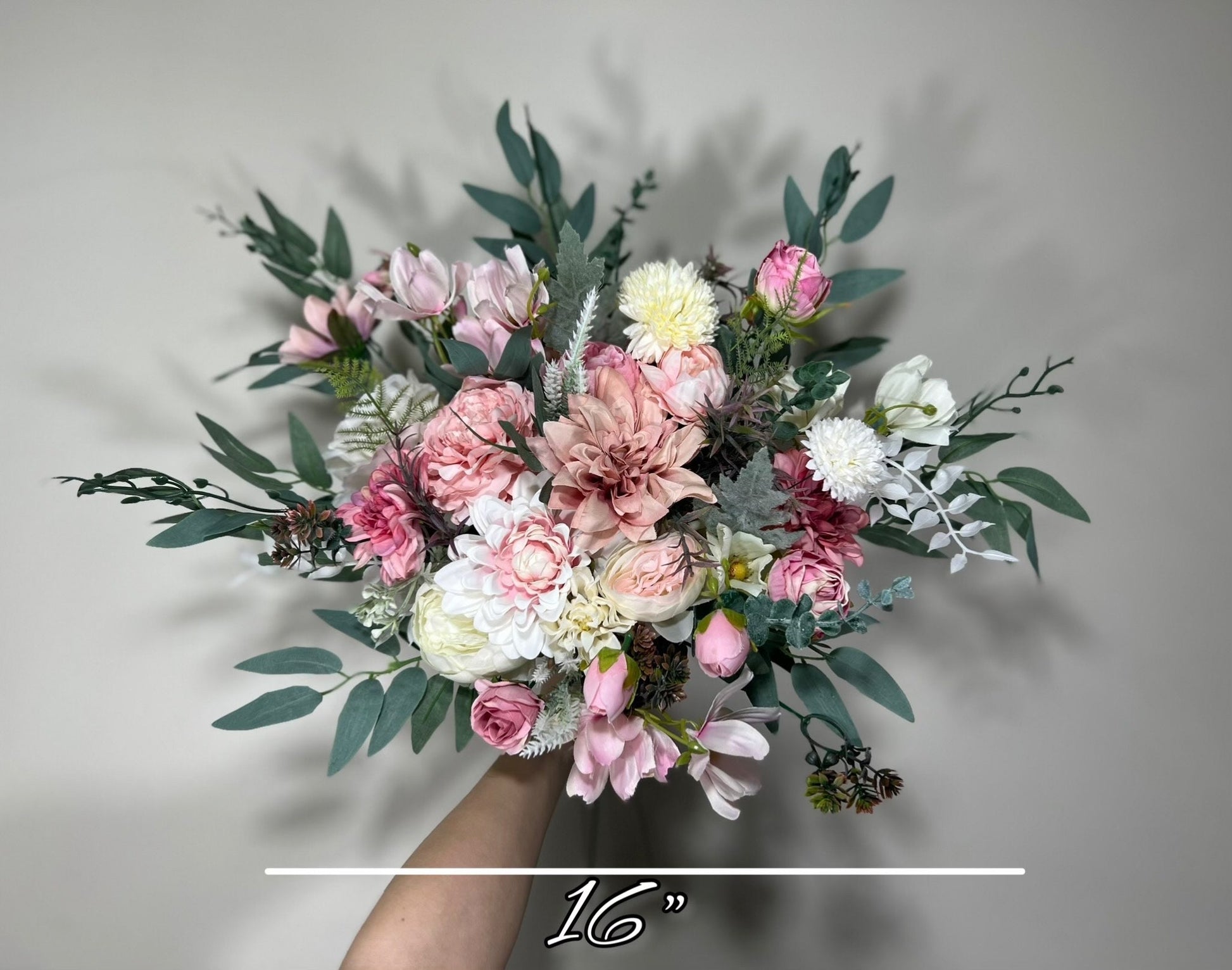 Wedding Bouquet Pink Dusty Rose Bridal Blush Wedding Bouquet Wild Flower White Bridesmaids Eucalyptus Pink Ivory Spring Artificial Flower