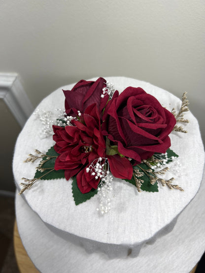 Wedding Cake Decoration Burgundy Topper Decor Flower Cake Arrangements Wedding Burgundy Cake Decor Artificial Flowers Topper Cake Burgundy