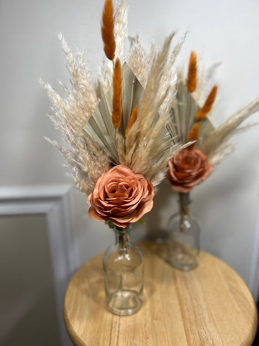 Wedding Centerpiece White Boho Table Décor Terracotta Anemone Burgundy Centerpiece Dusty Rose Navy Blue Palm Leaf Pampas Grass Handmade