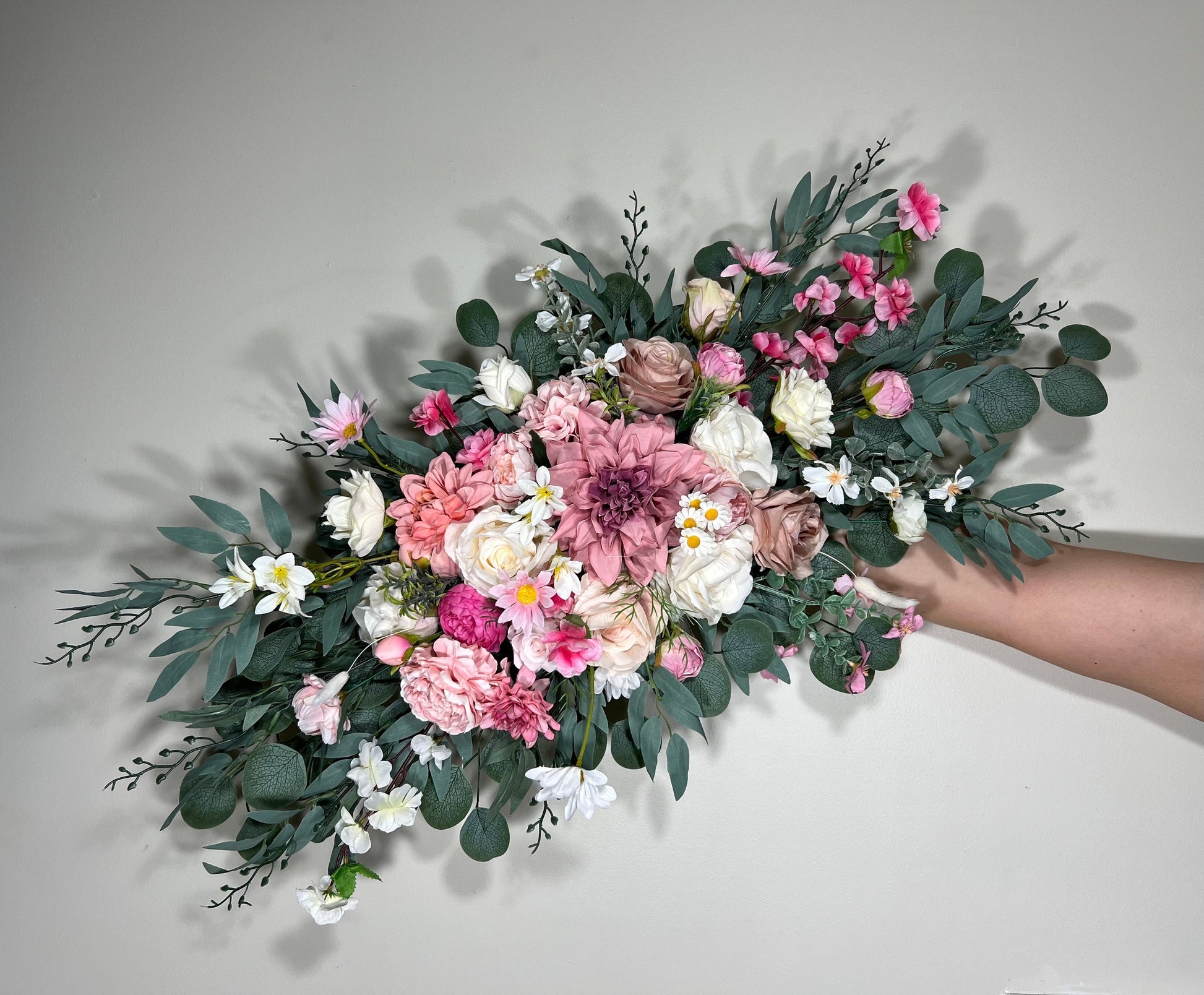 Wedding Pink Arch Arrangement Ivory Dusty Rose Arch Aisle Arrangement Decor Wild Flower Summer Spring Arch White Artificial Flower