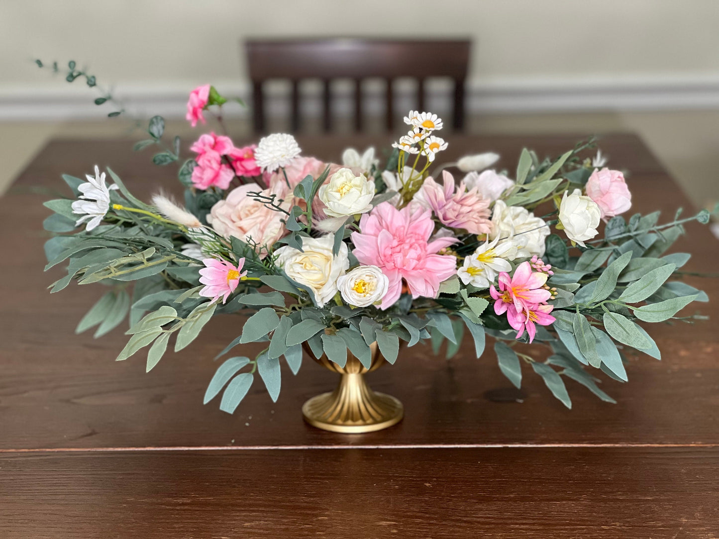 Wedding Centerpiece Dusty Rose Boho Table Decor Pink White Centerpiece Pink Wedding Table Centerpiece Vase Dusty Rose Artificial Flower
