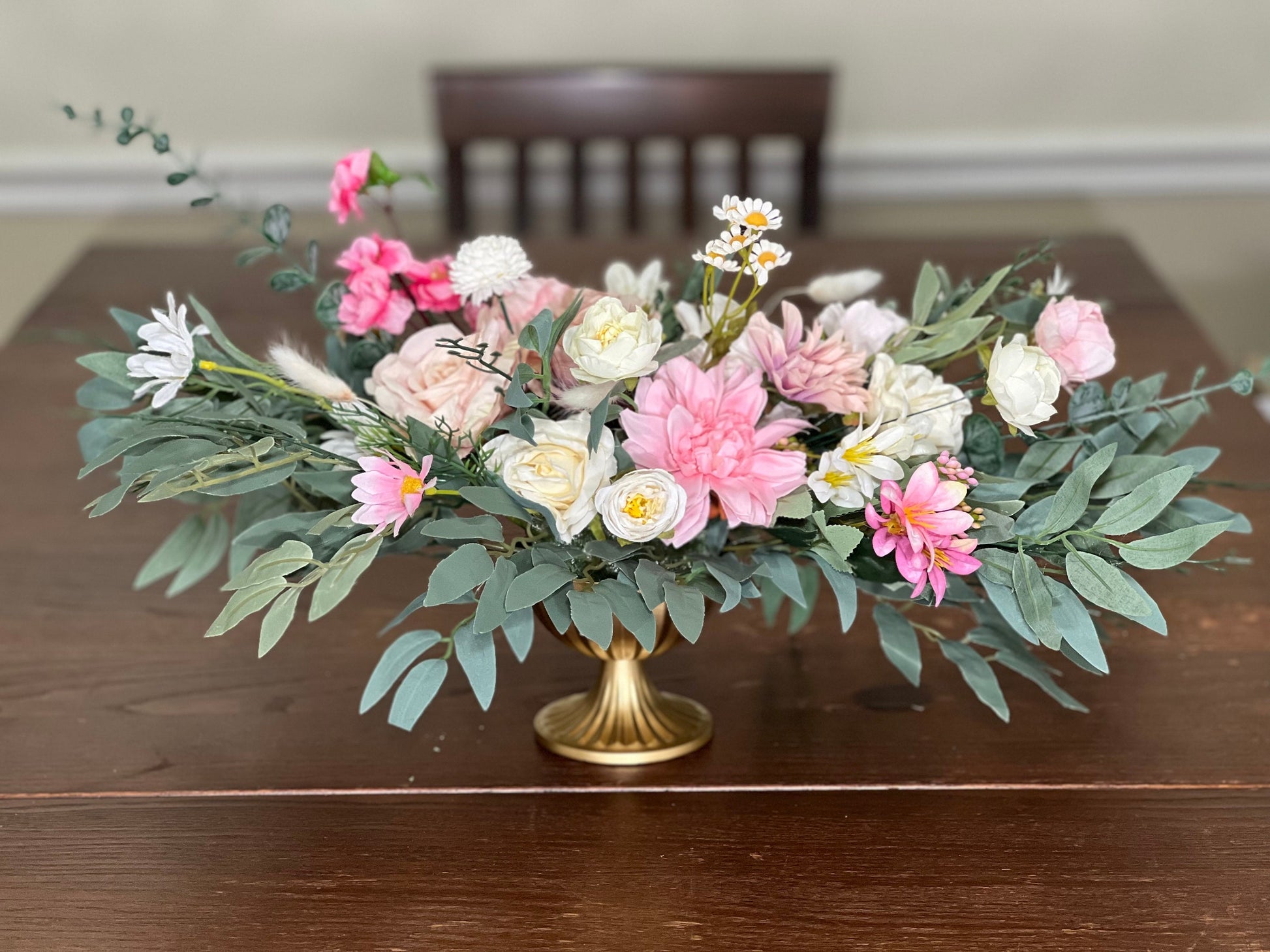 Wedding Centerpiece Dusty Rose Boho Table Decor Pink White Centerpiece Pink Wedding Table Centerpiece Vase Dusty Rose Artificial Flower