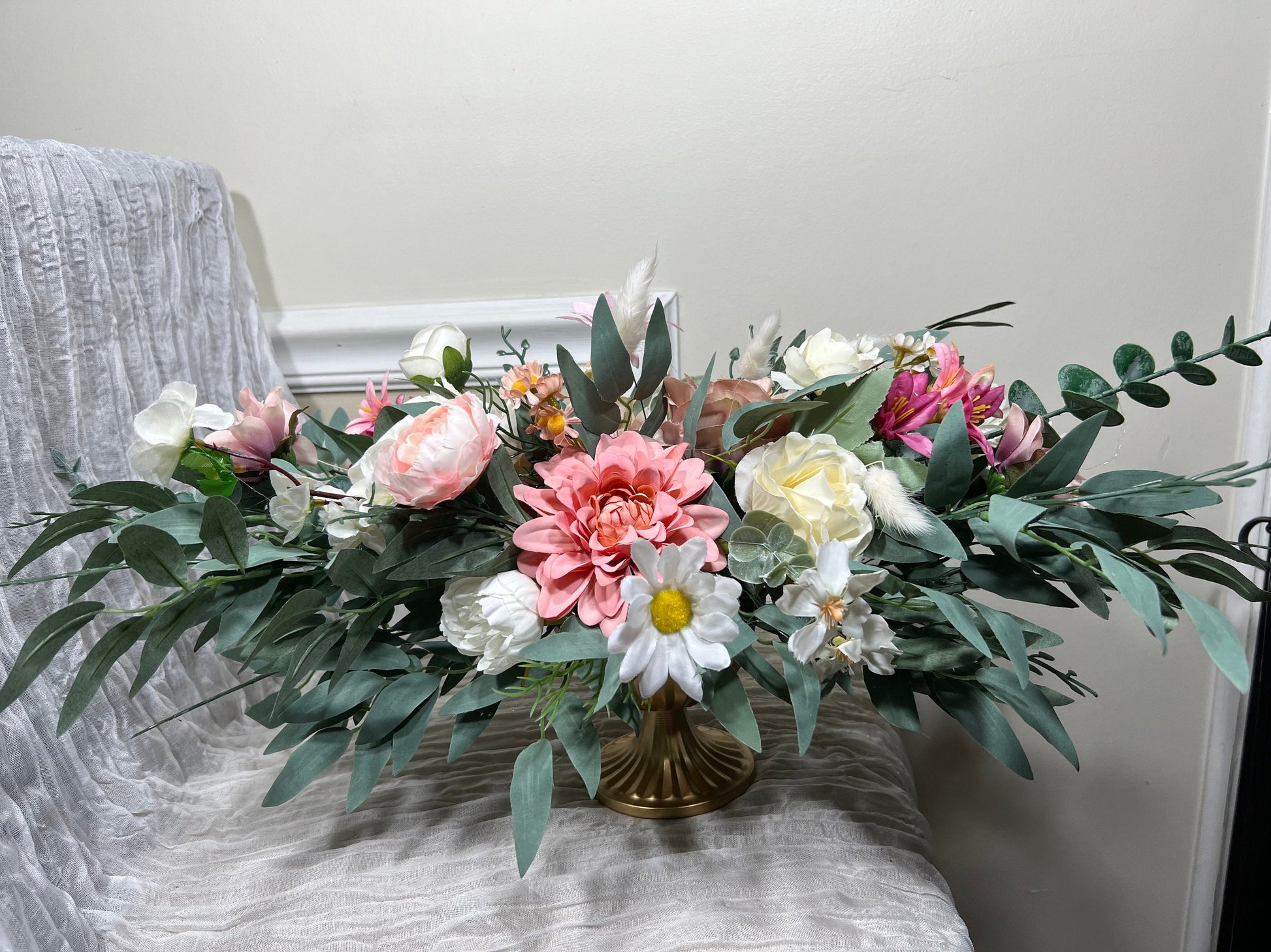 Wedding Centerpiece Dusty Rose Boho Table Decor Pink White Centerpiece Pink Wedding Table Centerpiece Vase Dusty Rose Artificial Flower