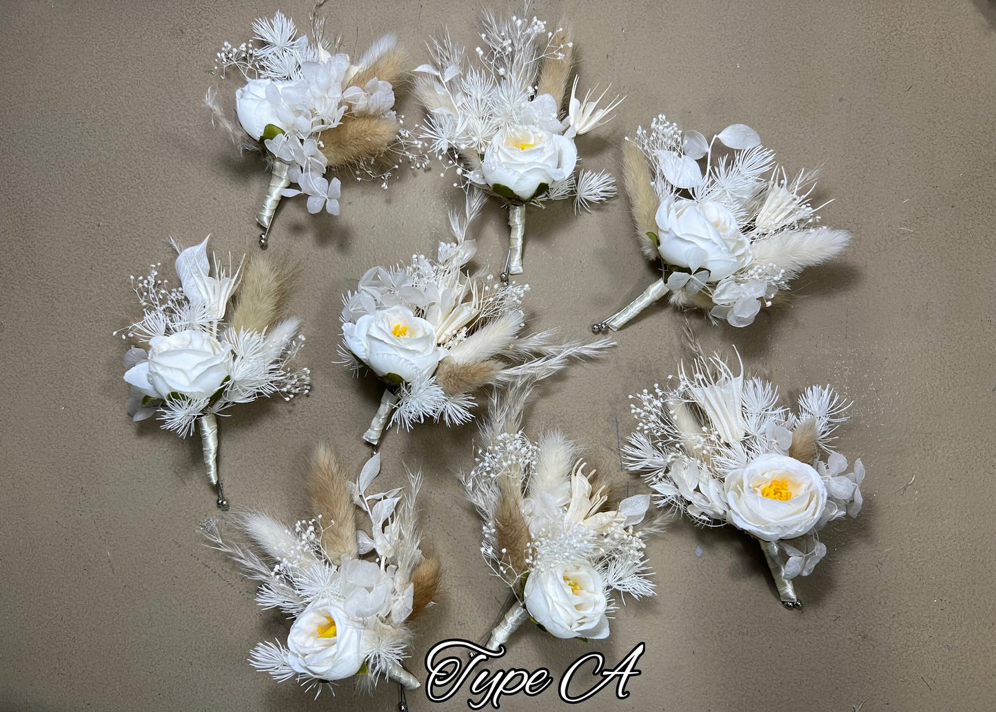Wedding Boutonniere White Boho Wedding Groom Boutonniere Groomsmen Ivory Dusty Rose Men Boutonnière Artificial Flower Pampas Grass