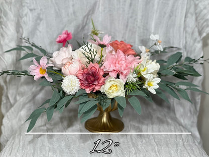 Wedding Pink Bouquet Wild Flower Bridal Dusty Rose Bouquet Bridesmaids White Orange Eucalyptus Fuchsia Spring Peony Artificial Flower