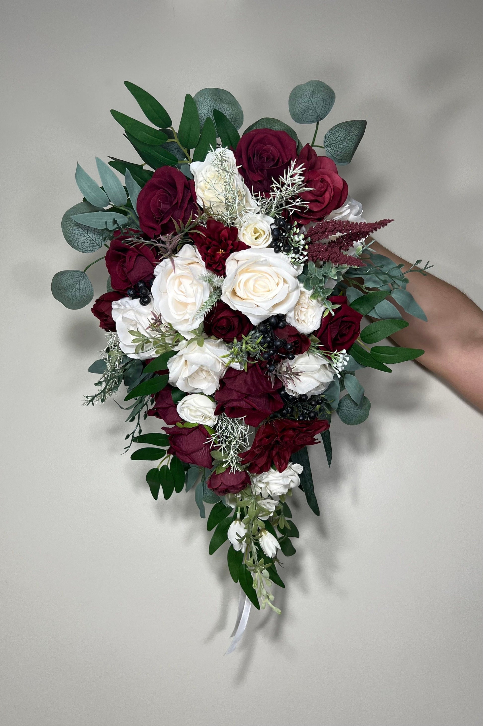 Wedding Christmas Bouquet Cascade Bridal Burgundy Cascading White Winter Bridesmaids Bouquet Christmas Ivory Rustic Christmas Tree Reddit