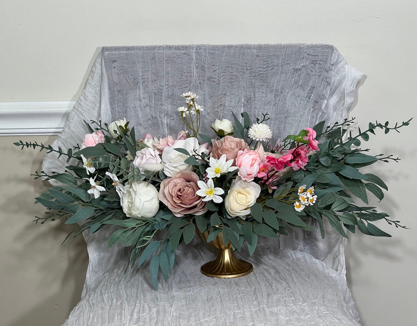 Wedding Centerpiece Dusty Rose Boho Table Decor Pink White Centerpiece Pink Wedding Table Centerpiece Vase Dusty Rose Artificial Flower