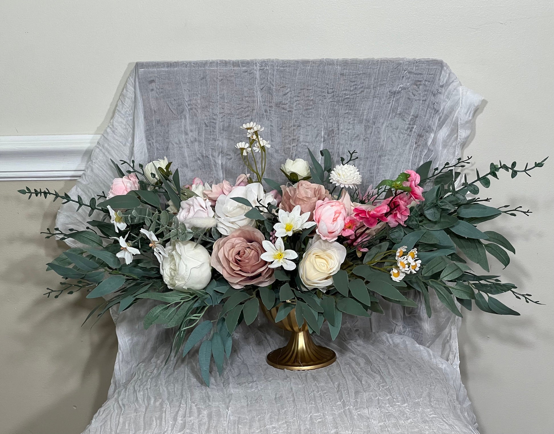 Wedding Centerpiece Dusty Rose Boho Table Decor Pink White Centerpiece Pink Wedding Table Centerpiece Vase Dusty Rose Artificial Flower
