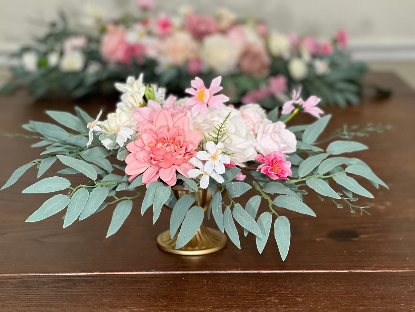 Wedding Centerpiece Dusty Rose Boho Table Decor Pink White Centerpiece Pink Wedding Table Centerpiece Vase Dusty Rose Artificial Flower