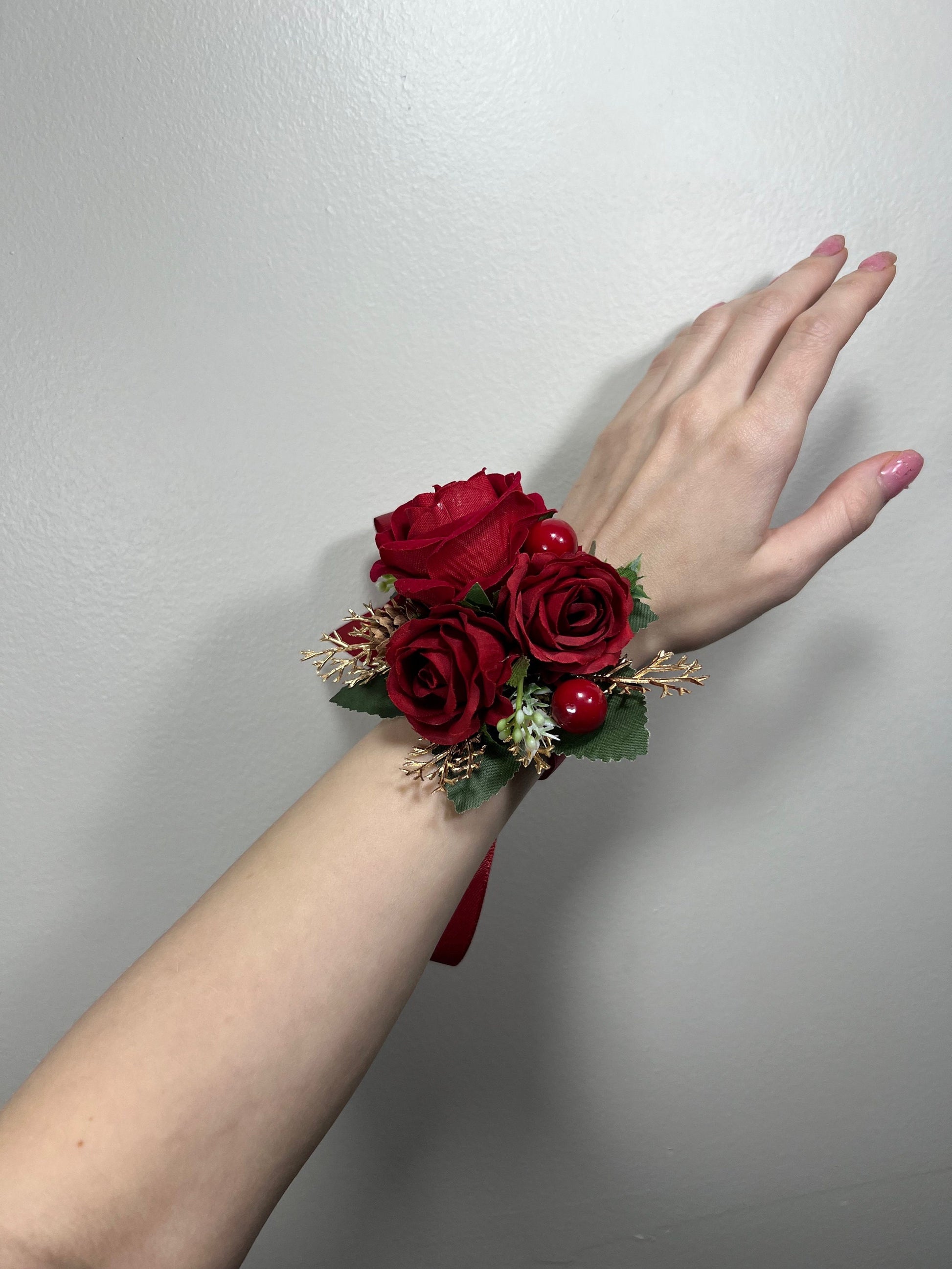 Wedding Christmas Bouquet Red Bridal Winter Bouquet Red Christmas Rustic Bridesmaids Bouquet Gold Christmas Tree Red Pine Cone