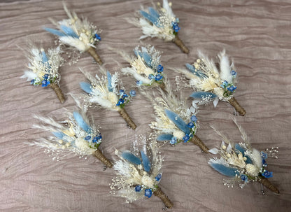 Wedding Boutonniere Blue Groom White Dusty Blue Boutonnières Groomsmen Ivory Corsage Boutonnière Groom Corsage Mom Artificial Flowers
